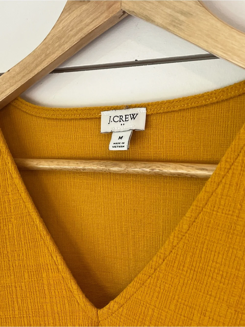 J. Crew Textured V-Neck Top — Mustard Yellow
